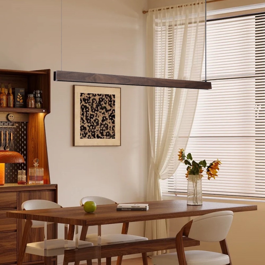 Immax NEO 07300L - LED Ρυθμιζόμενο κρεμαστό φωτιστικό σε καλώδιο MADEIRA LED/26W/230V Wi-Fi Tuya 122 cm καρυδιά + τηλεχειριστήριο