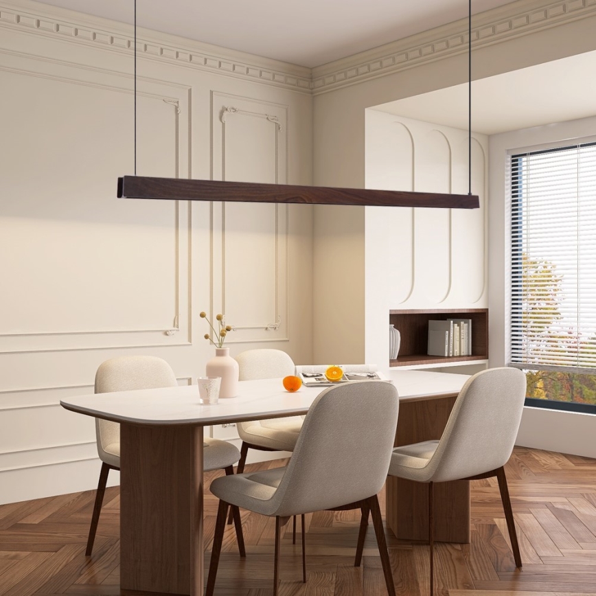 Immax NEO 07301L - Ρυθμιζόμενο κρεμαστό φωτιστικό LED σε καλώδιο MADEIRA LED/33W/230V Wi‑Fi Tuya 152 cm, απόχρωση καρυδιάς + τηλεχειριστήριο