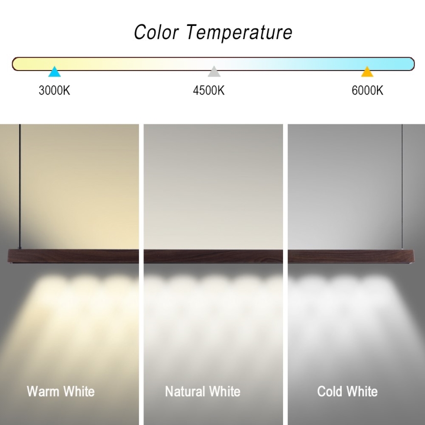 Immax NEO 07302L - Ρυθμιζόμενο κρεμαστό φωτιστικό LED σε καλώδιο MADEIRA LED/44W/230V Wi-Fi Tuya, 202 cm, απόχρωση καρυδιάς + τηλεχειριστήριο