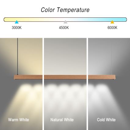 Immax NEO 07303L - Ρυθμιζόμενο κρεμαστό φωτιστικό LED σε καλώδιο MADEIRA LED/26W/230V Wi-Fi Tuya 122 cm σε απόχρωση δρυός + τηλεχειριστήριο