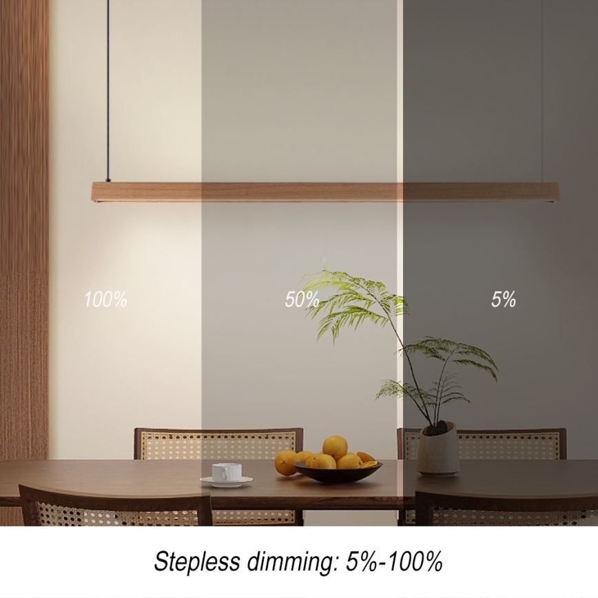 Immax NEO 07303L - Ρυθμιζόμενο κρεμαστό φωτιστικό LED σε καλώδιο MADEIRA LED/26W/230V Wi-Fi Tuya 122 cm σε απόχρωση δρυός + τηλεχειριστήριο