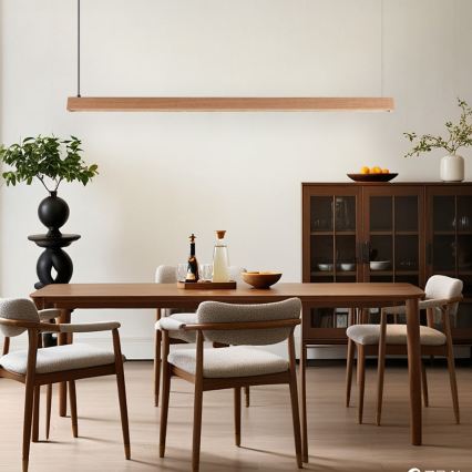 Immax NEO 07303L - Ρυθμιζόμενο κρεμαστό φωτιστικό LED σε καλώδιο MADEIRA LED/26W/230V Wi-Fi Tuya 122 cm σε απόχρωση δρυός + τηλεχειριστήριο