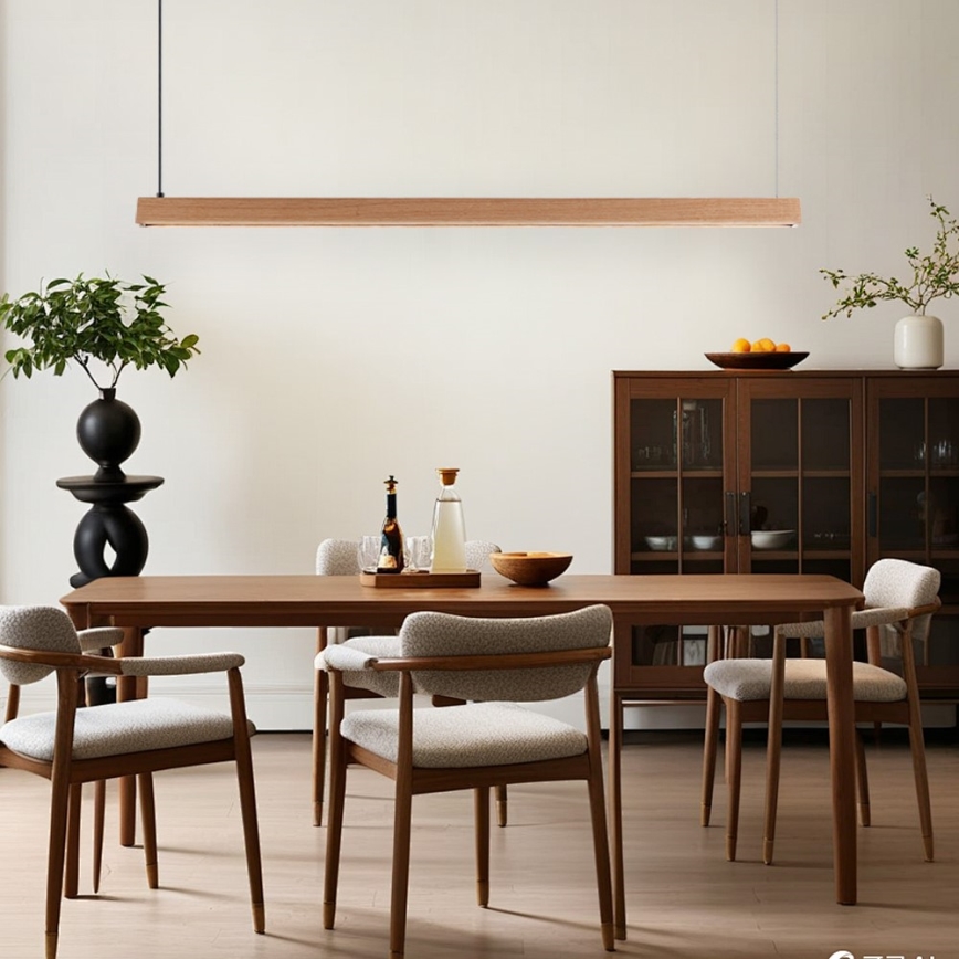 Immax NEO 07303L - Ρυθμιζόμενο κρεμαστό φωτιστικό LED σε καλώδιο MADEIRA LED/26W/230V Wi-Fi Tuya 122 cm σε απόχρωση δρυός + τηλεχειριστήριο