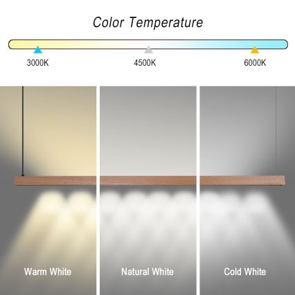 Immax NEO 07304L - MADEIRA κρεμαστό ρυθμιζόμενο LED φωτιστικό σε καλώδιο LED/33W/230V Wi‑Fi Tuya 152 cm φινίρισμα δρυός + τηλεχειριστήριο