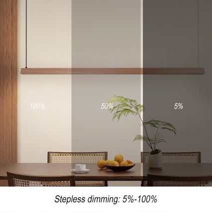 Immax NEO 07304L - MADEIRA κρεμαστό ρυθμιζόμενο LED φωτιστικό σε καλώδιο LED/33W/230V Wi‑Fi Tuya 152 cm φινίρισμα δρυός + τηλεχειριστήριο