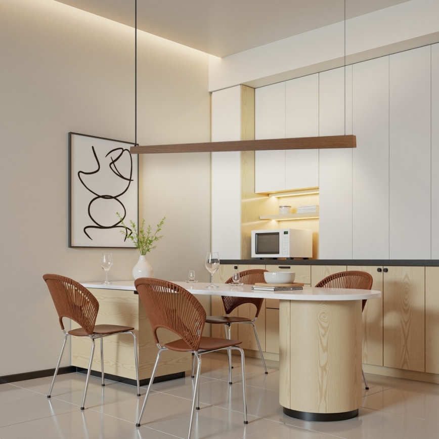 Immax NEO 07304L - MADEIRA κρεμαστό ρυθμιζόμενο LED φωτιστικό σε καλώδιο LED/33W/230V Wi‑Fi Tuya 152 cm φινίρισμα δρυός + τηλεχειριστήριο