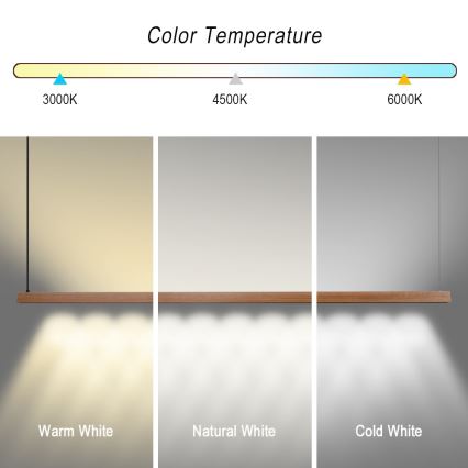 Immax NEO 07305L - LED Ρυθμιζόμενο κρεμαστό φωτιστικό σε καλώδιο MADEIRA LED/44W/230V Wi‑Fi Tuya 202 cm σε απόχρωση δρυός + τηλεχειριστήριο