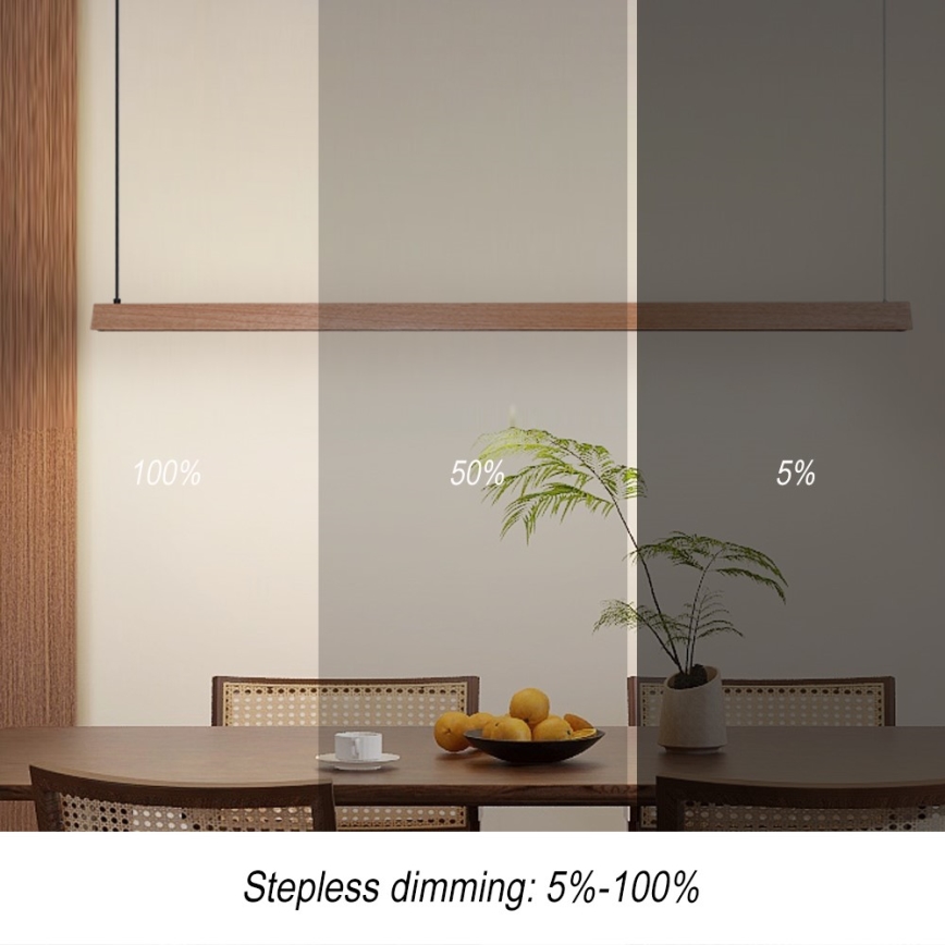 Immax NEO 07305L - LED Ρυθμιζόμενο κρεμαστό φωτιστικό σε καλώδιο MADEIRA LED/44W/230V Wi‑Fi Tuya 202 cm σε απόχρωση δρυός + τηλεχειριστήριο