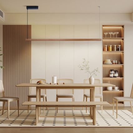 Immax NEO 07305L - LED Ρυθμιζόμενο κρεμαστό φωτιστικό σε καλώδιο MADEIRA LED/44W/230V Wi‑Fi Tuya 202 cm σε απόχρωση δρυός + τηλεχειριστήριο