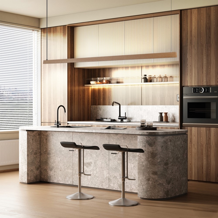 Immax NEO 07305L - LED Ρυθμιζόμενο κρεμαστό φωτιστικό σε καλώδιο MADEIRA LED/44W/230V Wi‑Fi Tuya 202 cm σε απόχρωση δρυός + τηλεχειριστήριο