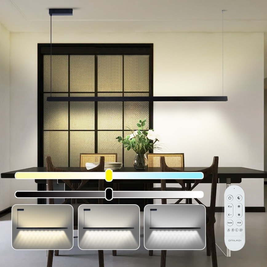 Immax NEO 07308L - Ρυθμιζόμενος LED πολυέλαιος σε καλώδιο MADEIRA LED/44W/230V Wi‑Fi Tuya 202 cm μαύρο + τηλεχειριστήριο