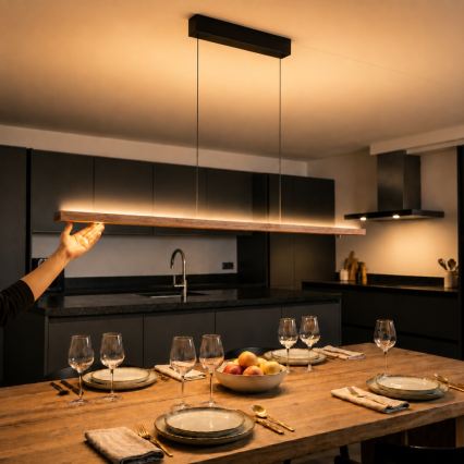 Immax NEO 07309L - Ρυθμιζόμενο κρεμαστό φωτιστικό LED σε σύρμα με αισθητήρα MADEIRA LED/37W/230V, μήκος 157 cm, απόχρωση καρυδιάς
