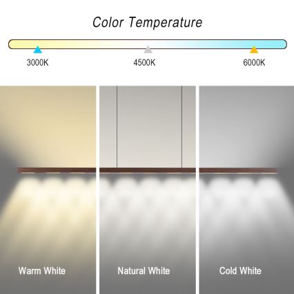 Immax NEO 07309L - Ρυθμιζόμενο κρεμαστό φωτιστικό LED σε σύρμα με αισθητήρα MADEIRA LED/37W/230V, μήκος 157 cm, απόχρωση καρυδιάς