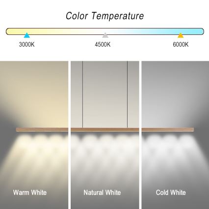 Immax NEO 07310L - Κρεμαστό ρυθμιζόμενο φωτιστικό LED σε καλώδιο με αισθητήρα MADEIRA LED/37W/230V 157 cm απόχρωση φράξου