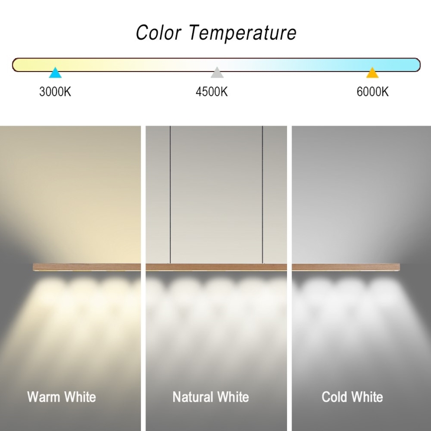 Immax NEO 07310L - Κρεμαστό ρυθμιζόμενο φωτιστικό LED σε καλώδιο με αισθητήρα MADEIRA LED/37W/230V 157 cm απόχρωση φράξου