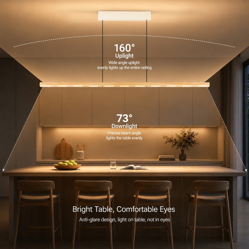 Immax NEO 07310L - Κρεμαστό ρυθμιζόμενο φωτιστικό LED σε καλώδιο με αισθητήρα MADEIRA LED/37W/230V 157 cm απόχρωση φράξου