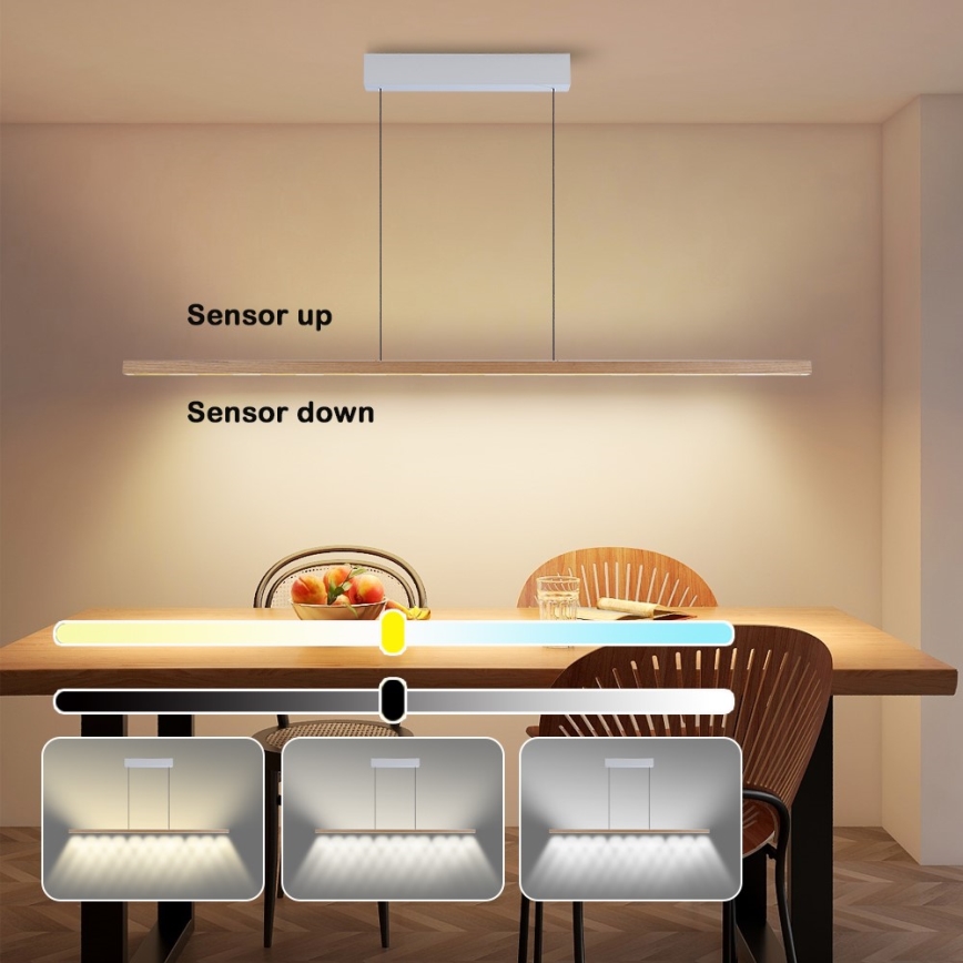 Immax NEO 07310L - Κρεμαστό ρυθμιζόμενο φωτιστικό LED σε καλώδιο με αισθητήρα MADEIRA LED/37W/230V 157 cm απόχρωση φράξου