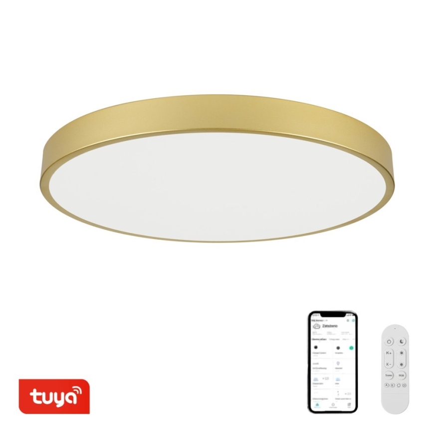 Immax NEO 07311L - Ρυθμιζόμενο LED φωτιστικό οροφής SEMPLICI LED/96W/230V Ø 80 cm Wi-Fi Tuya χρυσό + τηλεχειριστήριο
