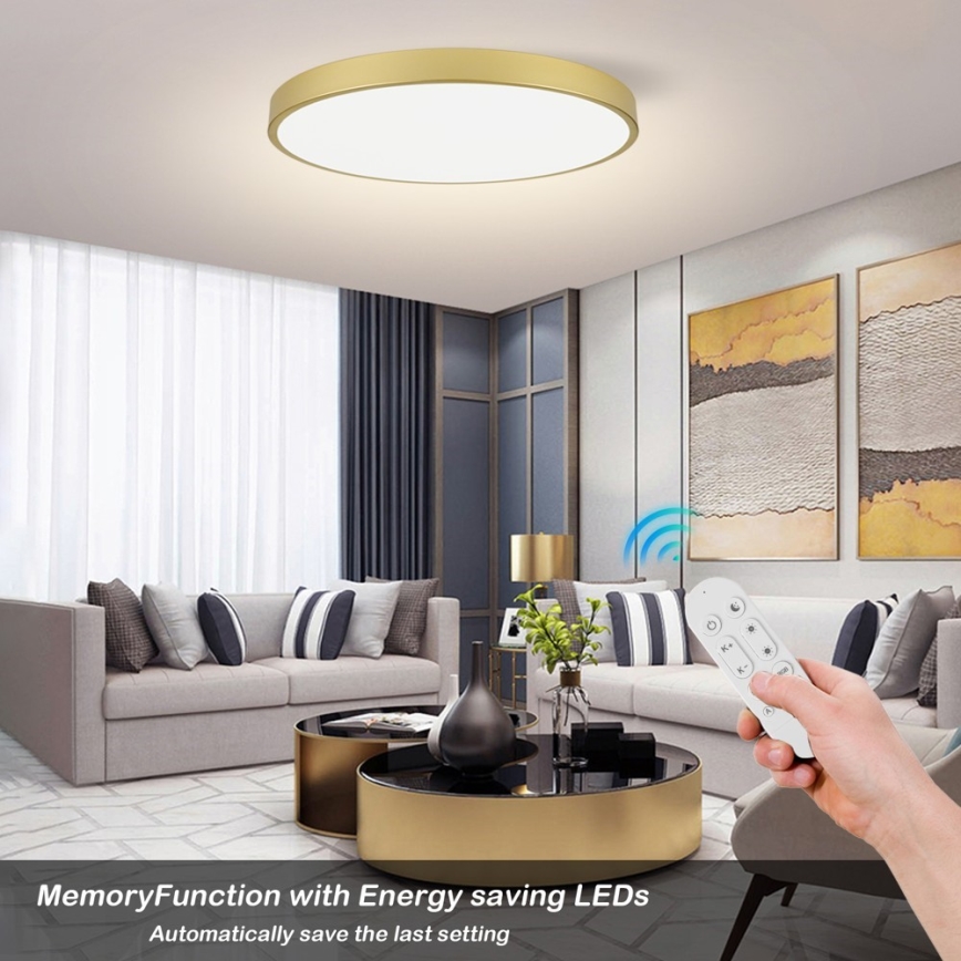 Immax NEO 07311L - Ρυθμιζόμενο LED φωτιστικό οροφής SEMPLICI LED/96W/230V Ø 80 cm Wi-Fi Tuya χρυσό + τηλεχειριστήριο
