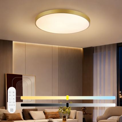 Immax NEO 07311L - Ρυθμιζόμενο LED φωτιστικό οροφής SEMPLICI LED/96W/230V Ø 80 cm Wi-Fi Tuya χρυσό + τηλεχειριστήριο