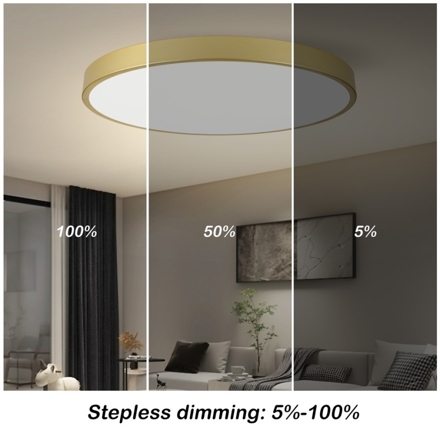Immax NEO 07311L - Ρυθμιζόμενο LED φωτιστικό οροφής SEMPLICI LED/96W/230V Ø 80 cm Wi-Fi Tuya χρυσό + τηλεχειριστήριο