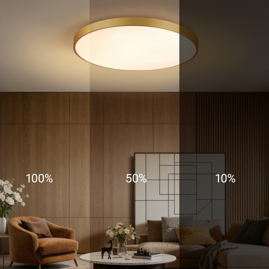 Immax NEO 07311L - Ρυθμιζόμενο LED φωτιστικό οροφής SEMPLICI LED/96W/230V Ø 80 cm Wi-Fi Tuya χρυσό + τηλεχειριστήριο