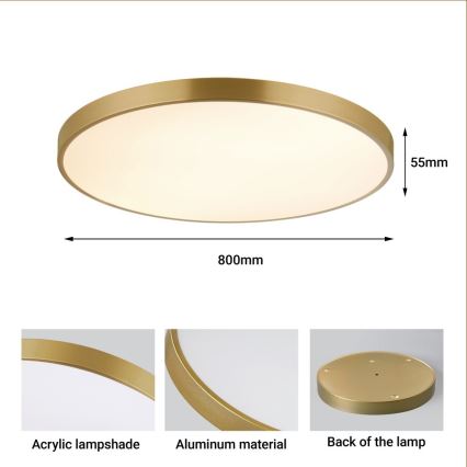 Immax NEO 07311L - Ρυθμιζόμενο LED φωτιστικό οροφής SEMPLICI LED/96W/230V Ø 80 cm Wi-Fi Tuya χρυσό + τηλεχειριστήριο