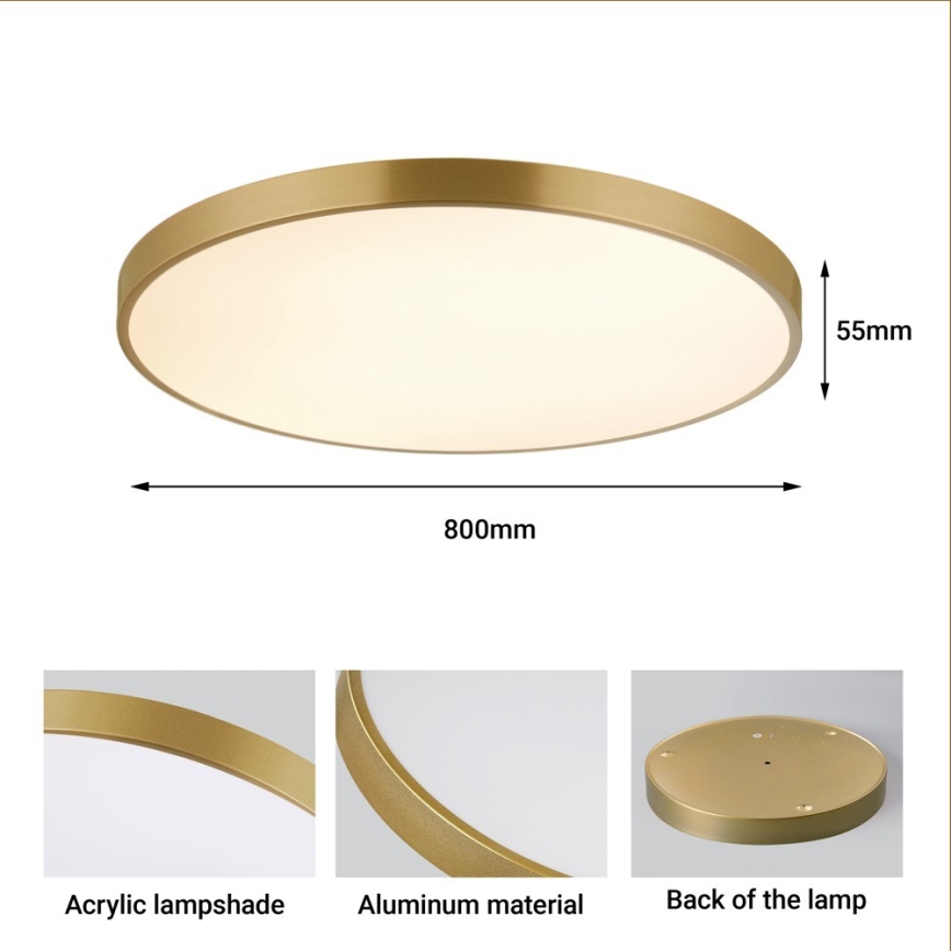 Immax NEO 07311L - Ρυθμιζόμενο LED φωτιστικό οροφής SEMPLICI LED/96W/230V Ø 80 cm Wi-Fi Tuya χρυσό + τηλεχειριστήριο