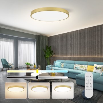 Immax NEO 07311L - Ρυθμιζόμενο LED φωτιστικό οροφής SEMPLICI LED/96W/230V Ø 80 cm Wi-Fi Tuya χρυσό + τηλεχειριστήριο