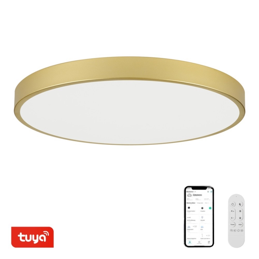 Immax NEO 07312L - Ρυθμιζόμενο φωτιστικό οροφής LED SEMPLICI LED/128W/230V διάμ. 100 cm Wi-Fi Tuya χρυσό + τηλεχειριστήριο
