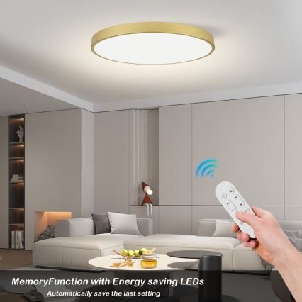 Immax NEO 07312L - Ρυθμιζόμενο φωτιστικό οροφής LED SEMPLICI LED/128W/230V διάμ. 100 cm Wi-Fi Tuya χρυσό + τηλεχειριστήριο