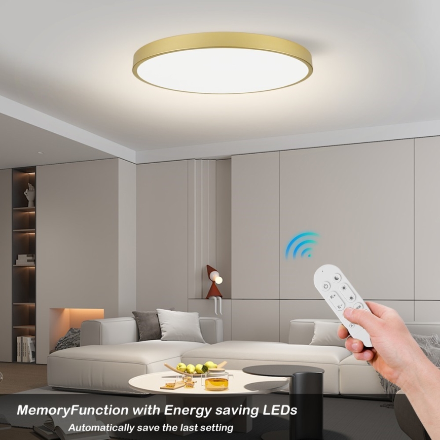 Immax NEO 07312L - Ρυθμιζόμενο φωτιστικό οροφής LED SEMPLICI LED/128W/230V διάμ. 100 cm Wi-Fi Tuya χρυσό + τηλεχειριστήριο