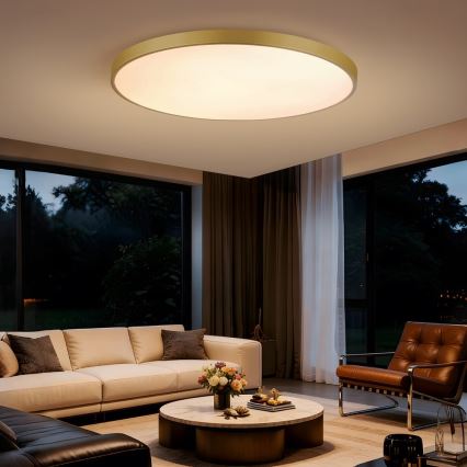 Immax NEO 07312L - Ρυθμιζόμενο φωτιστικό οροφής LED SEMPLICI LED/128W/230V διάμ. 100 cm Wi-Fi Tuya χρυσό + τηλεχειριστήριο