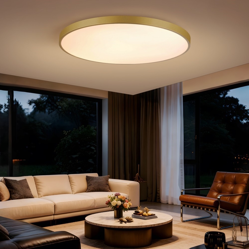Immax NEO 07312L - Ρυθμιζόμενο φωτιστικό οροφής LED SEMPLICI LED/128W/230V διάμ. 100 cm Wi-Fi Tuya χρυσό + τηλεχειριστήριο