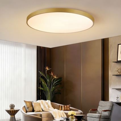 Immax NEO 07312L - Ρυθμιζόμενο φωτιστικό οροφής LED SEMPLICI LED/128W/230V διάμ. 100 cm Wi-Fi Tuya χρυσό + τηλεχειριστήριο