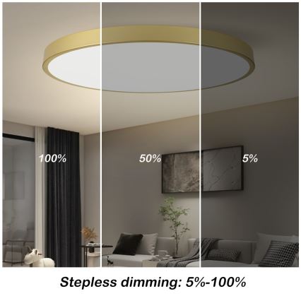 Immax NEO 07312L - Ρυθμιζόμενο φωτιστικό οροφής LED SEMPLICI LED/128W/230V διάμ. 100 cm Wi-Fi Tuya χρυσό + τηλεχειριστήριο