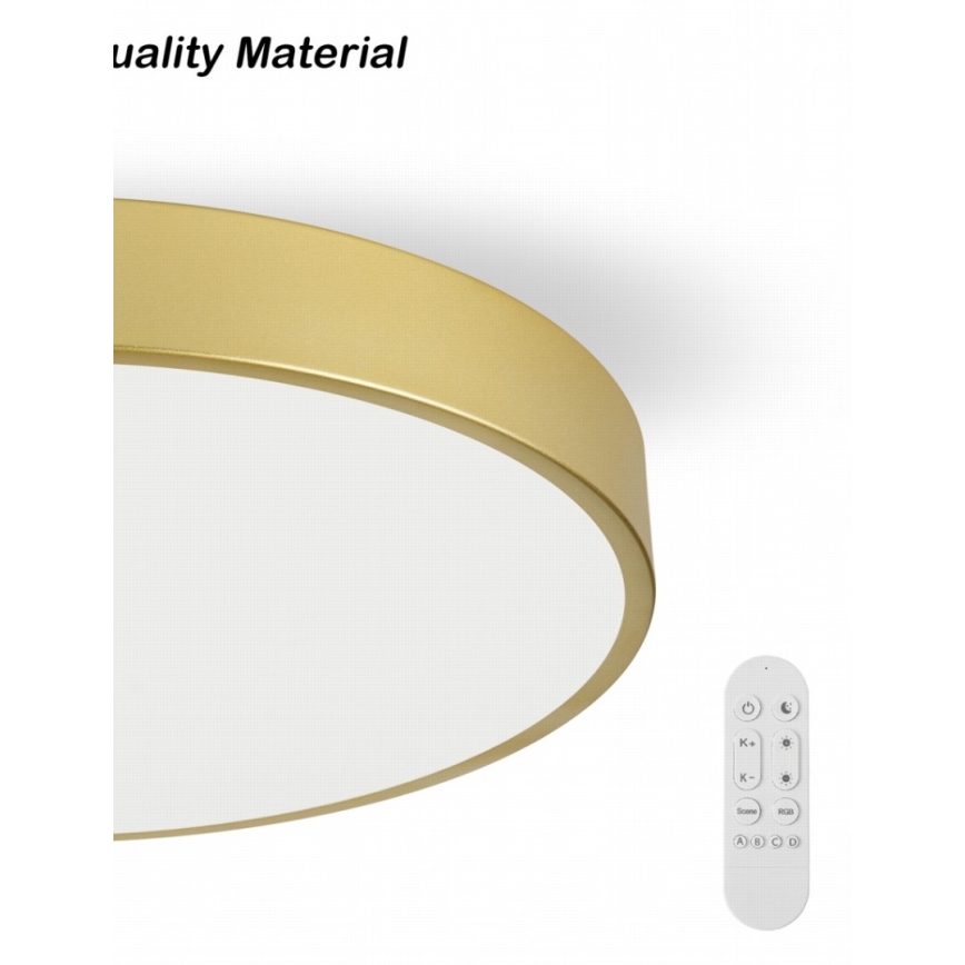 Immax NEO 07312L - Ρυθμιζόμενο φωτιστικό οροφής LED SEMPLICI LED/128W/230V διάμ. 100 cm Wi-Fi Tuya χρυσό + τηλεχειριστήριο