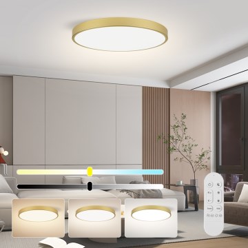Immax NEO 07312L - Ρυθμιζόμενο φωτιστικό οροφής LED SEMPLICI LED/128W/230V διάμ. 100 cm Wi-Fi Tuya χρυσό + τηλεχειριστήριο