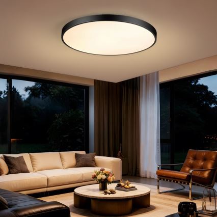 Immax NEO 07313L - Ρυθμιζόμενο LED φωτιστικό οροφής SEMPLICI LED/96W/230V διάμ. 80 cm Wi-Fi Tuya μαύρο + τηλεχειριστήριο