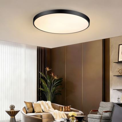 Immax NEO 07313L - Ρυθμιζόμενο LED φωτιστικό οροφής SEMPLICI LED/96W/230V διάμ. 80 cm Wi-Fi Tuya μαύρο + τηλεχειριστήριο