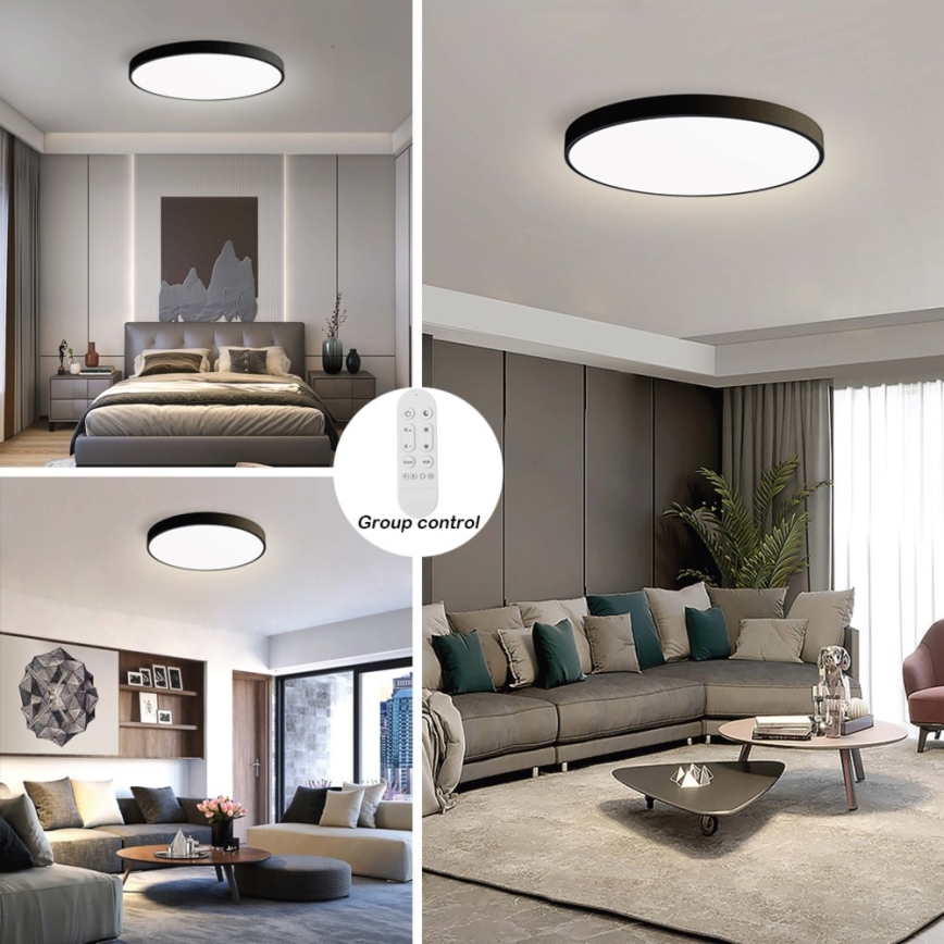 Immax NEO 07313L - Ρυθμιζόμενο LED φωτιστικό οροφής SEMPLICI LED/96W/230V διάμ. 80 cm Wi-Fi Tuya μαύρο + τηλεχειριστήριο