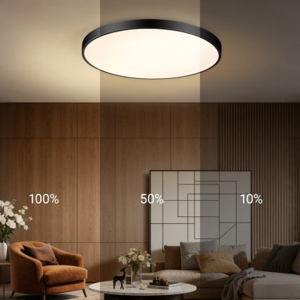 Immax NEO 07313L - Ρυθμιζόμενο LED φωτιστικό οροφής SEMPLICI LED/96W/230V διάμ. 80 cm Wi-Fi Tuya μαύρο + τηλεχειριστήριο