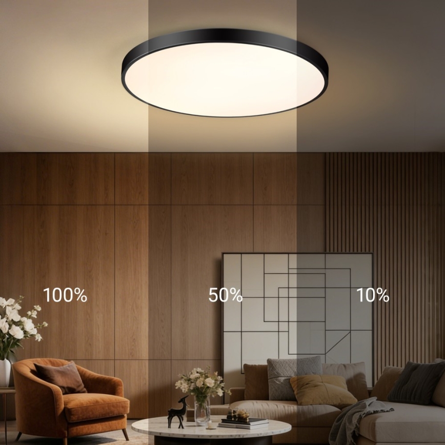 Immax NEO 07313L - Ρυθμιζόμενο LED φωτιστικό οροφής SEMPLICI LED/96W/230V διάμ. 80 cm Wi-Fi Tuya μαύρο + τηλεχειριστήριο