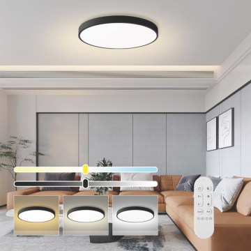 Immax NEO 07313L - Ρυθμιζόμενο LED φωτιστικό οροφής SEMPLICI LED/96W/230V διάμ. 80 cm Wi-Fi Tuya μαύρο + τηλεχειριστήριο