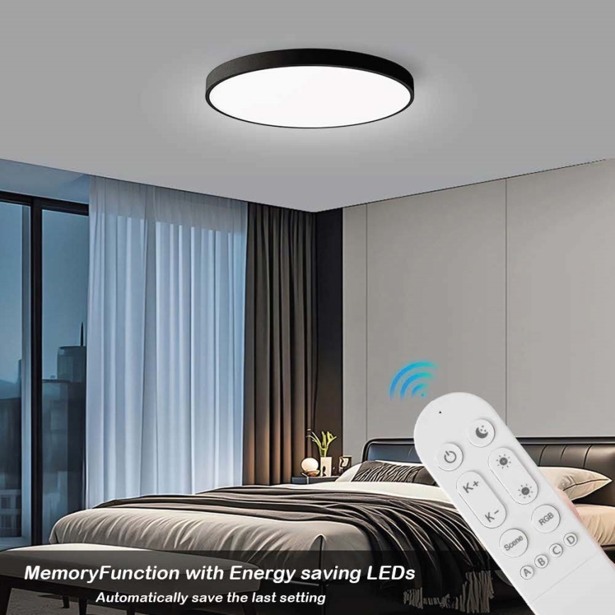 Immax NEO 07314L - Ρυθμιζόμενο φωτιστικό οροφής LED SEMPLICI, 128W/230V, διάμ. 100 cm, Wi‑Fi (Tuya), μαύρο + τηλεχειριστήριο