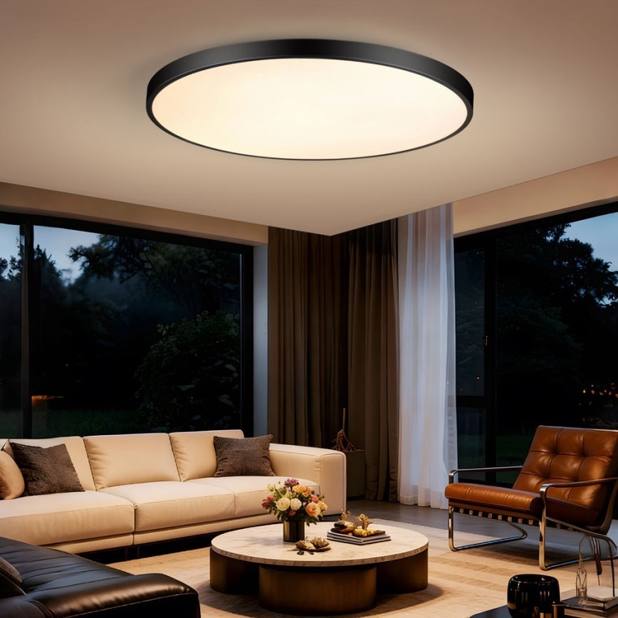 Immax NEO 07314L - Ρυθμιζόμενο φωτιστικό οροφής LED SEMPLICI, 128W/230V, διάμ. 100 cm, Wi‑Fi (Tuya), μαύρο + τηλεχειριστήριο