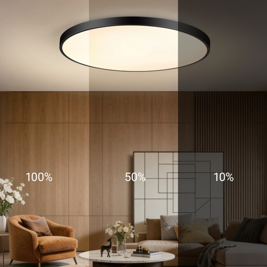 Immax NEO 07314L - Ρυθμιζόμενο φωτιστικό οροφής LED SEMPLICI, 128W/230V, διάμ. 100 cm, Wi‑Fi (Tuya), μαύρο + τηλεχειριστήριο
