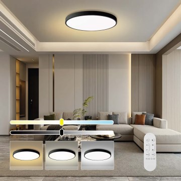 Immax NEO 07314L - Ρυθμιζόμενο φωτιστικό οροφής LED SEMPLICI, 128W/230V, διάμ. 100 cm, Wi‑Fi (Tuya), μαύρο + τηλεχειριστήριο