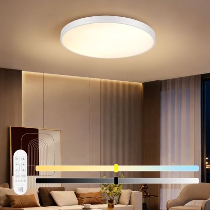Immax NEO 07315L - Ρυθμιζόμενο φωτιστικό οροφής LED SEMPLICI LED/96W/230V Ø 80 cm Wi‑Fi Tuya λευκό + τηλεχειριστήριο