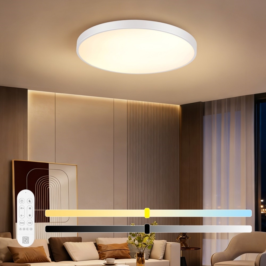 Immax NEO 07315L - Ρυθμιζόμενο φωτιστικό οροφής LED SEMPLICI LED/96W/230V Ø 80 cm Wi‑Fi Tuya λευκό + τηλεχειριστήριο